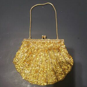 Gold Sequin purse with CRYSTAL CLASP